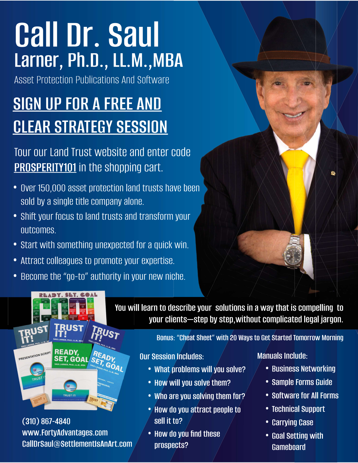 Free and clear strategy session flyer — Call Dr. Saul Larner